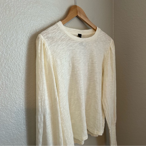 NWT, Bobi Los Angeles Women’s Long Sleeve 100% Cotton Top in Macadamia, Large - Picture 2 of 8